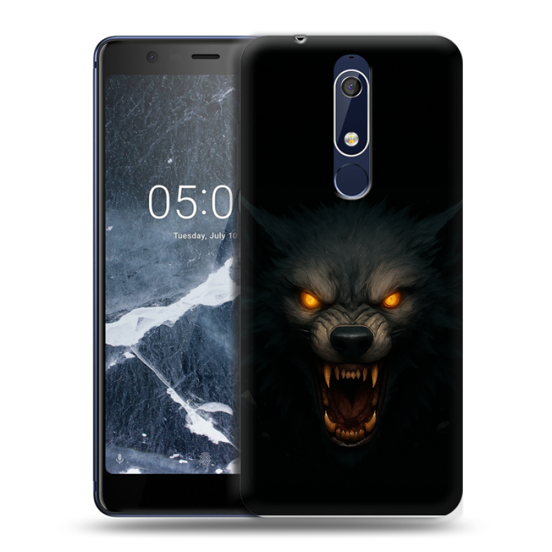 Пластиковый чехол на Nokia 5.1 с принтом Волк Пластиковый чехол на Nokia 5.1 с принтом Волк