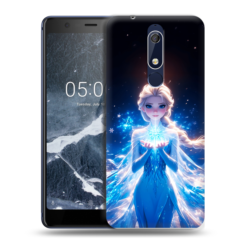 Силиконовый противоударный чехол на Nokia 5.1 с принтом Холодное сердце Frozen Силиконовый противоударный чехол на Nokia 5.1 с принтом Холодное сердце Frozen