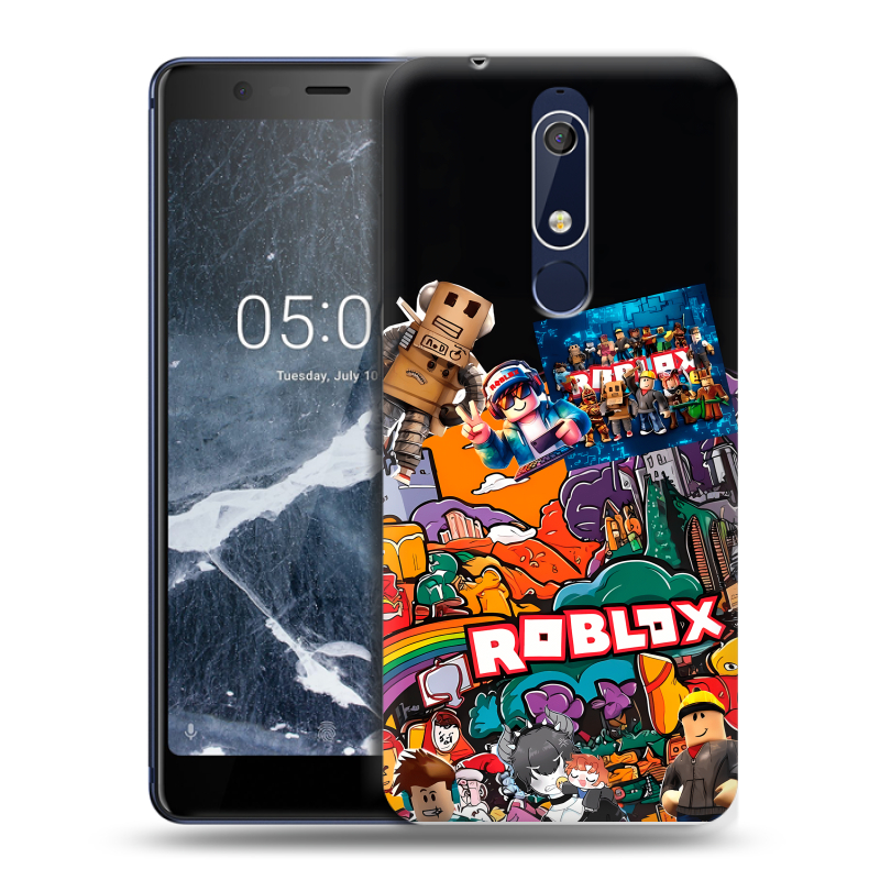 Силиконовый противоударный чехол на Nokia 5.1 с принтом Roblox Роблокс Силиконовый противоударный чехол на Nokia 5.1 с принтом Roblox Роблокс