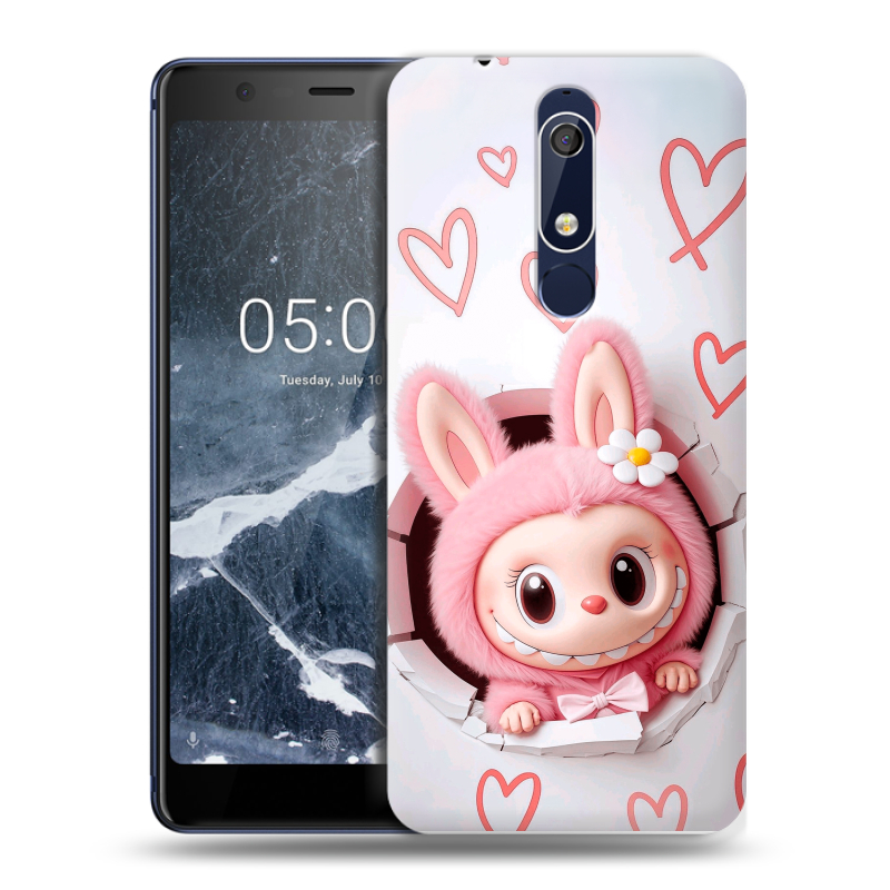 Пластиковый чехол на Nokia 5.1 с принтом Labubu Лабубу Пластиковый чехол на Nokia 5.1 с принтом Labubu Лабубу