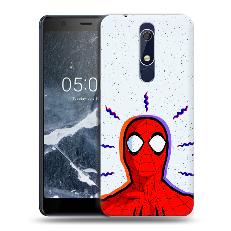 Пластиковый чехол на Nokia 5.1 с принтом Spiderman Человек паук Пластиковый чехол на Nokia 5.1 с принтом Spiderman Человек паук
