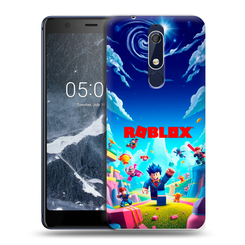 Силиконовый противоударный чехол на Nokia 5.1 с принтом Roblox Роблокс Силиконовый противоударный чехол на Nokia 5.1 с принтом Roblox Роблокс