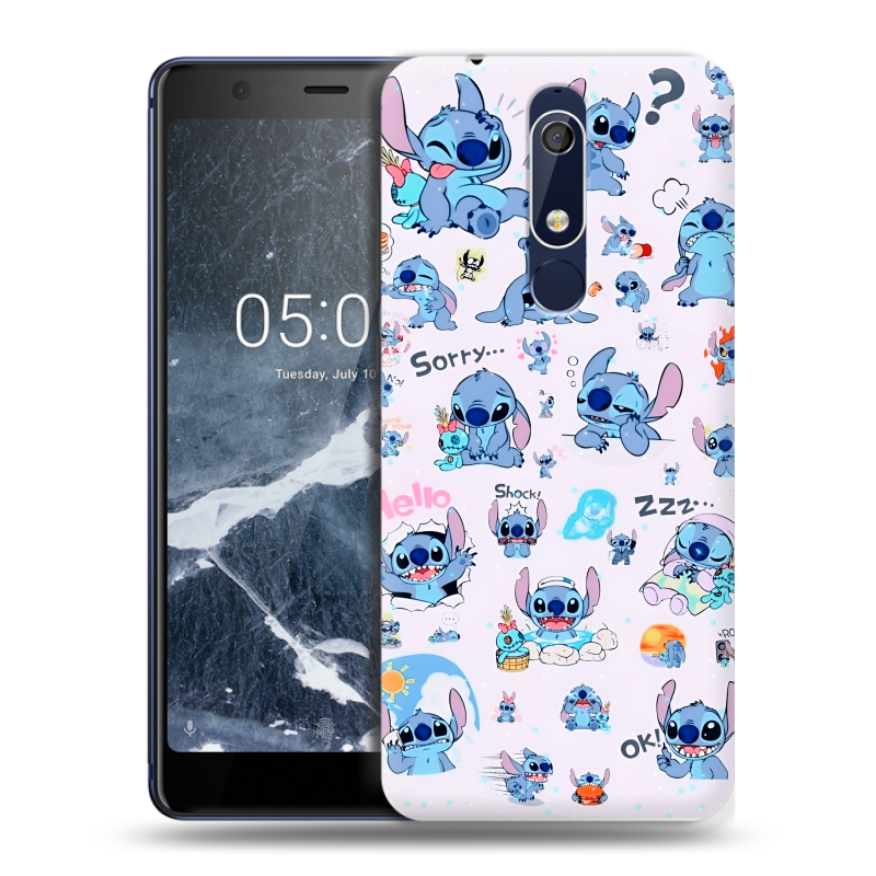 Силиконовый противоударный чехол на Nokia 5.1 с принтом Лило и Стич Силиконовый противоударный чехол на Nokia 5.1 с принтом Лило и Стич