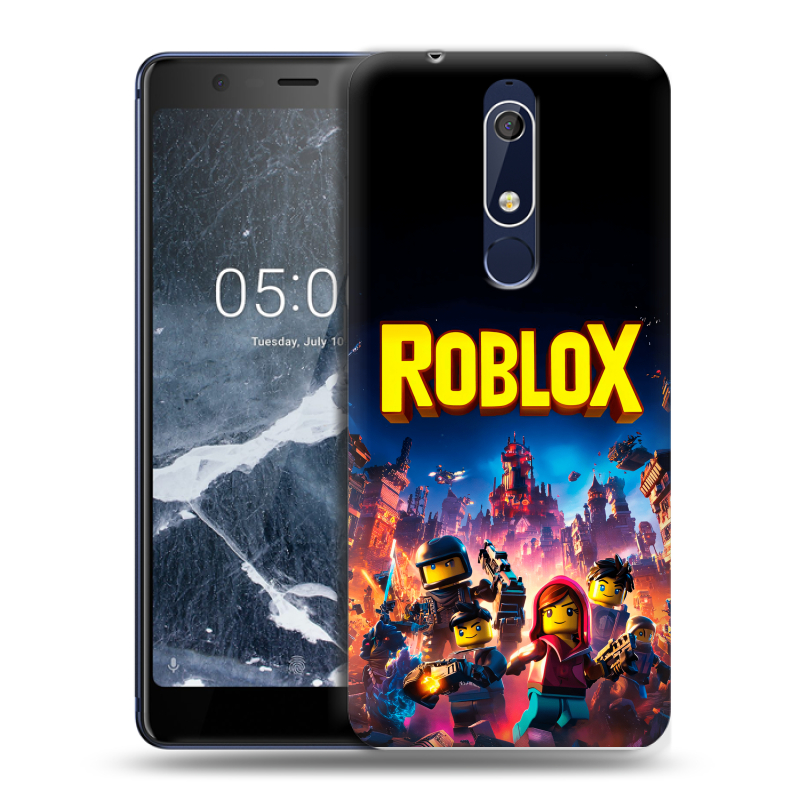 Силиконовый противоударный чехол на Nokia 5.1 с принтом Roblox Роблокс Силиконовый противоударный чехол на Nokia 5.1 с принтом Roblox Роблокс