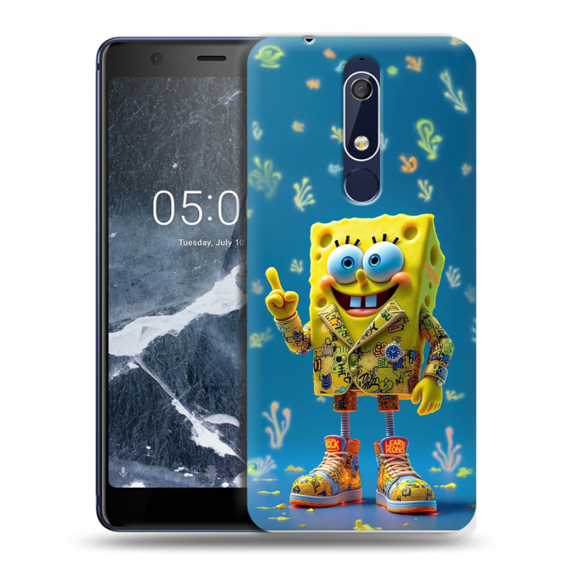 Силиконовый чехол на Nokia 5.1 с принтом Спанч боб Спанчбоб Силиконовый чехол на Nokia 5.1 с принтом Спанч боб Спанчбоб