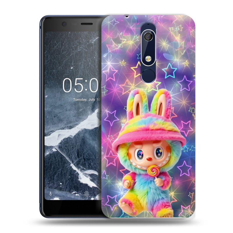 Пластиковый чехол на Nokia 5.1 с принтом Labubu Лабубу Пластиковый чехол на Nokia 5.1 с принтом Labubu Лабубу