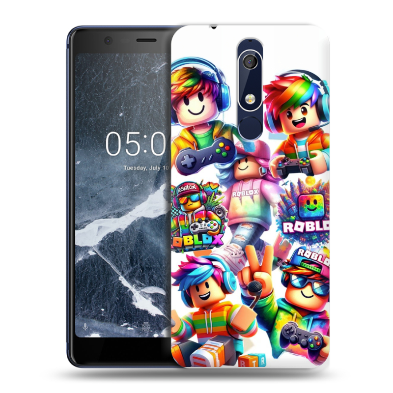 Пластиковый чехол на Nokia 5.1 с принтом Roblox Роблокс Пластиковый чехол на Nokia 5.1 с принтом Roblox Роблокс