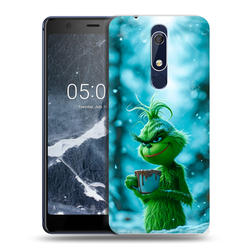 Силиконовый чехол на Nokia 5.1 с принтом Новый год гринч Силиконовый чехол на Nokia 5.1 с принтом Новый год гринч