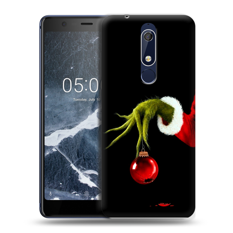 Силиконовый чехол на Nokia 5.1 с принтом Новый год Гринч Силиконовый чехол на Nokia 5.1 с принтом Новый год Гринч