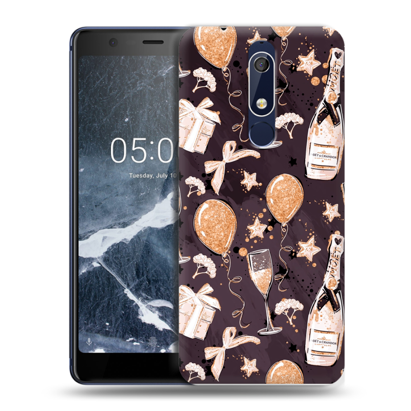 Силиконовый противоударный чехол на Nokia 5.1 с принтом Новый год Силиконовый противоударный чехол на Nokia 5.1 с принтом Новый год