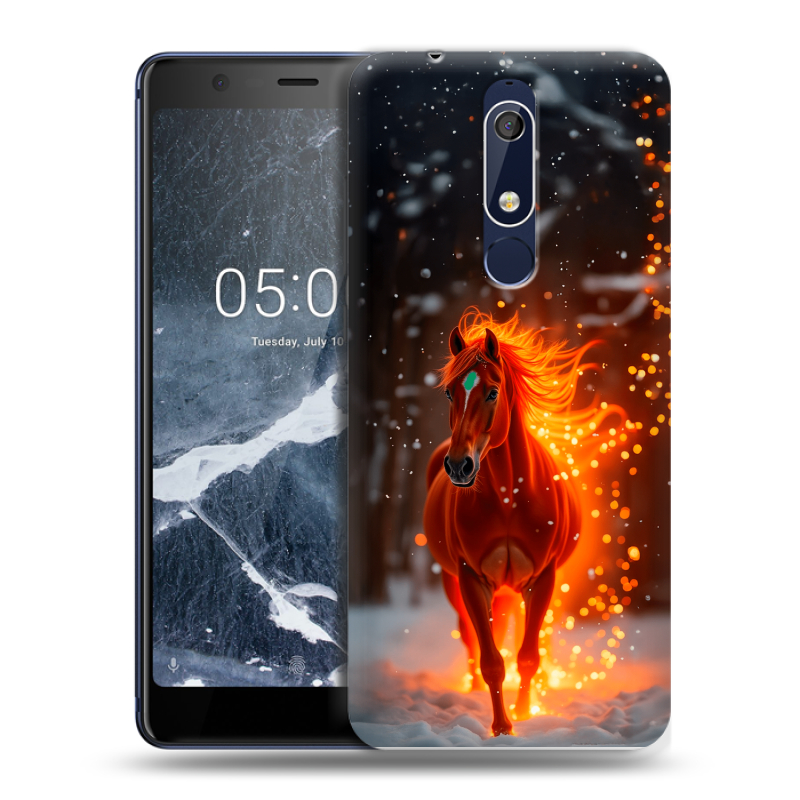 Силиконовый противоударный чехол на Nokia 5.1 с принтом Новый год Силиконовый противоударный чехол на Nokia 5.1 с принтом Новый год