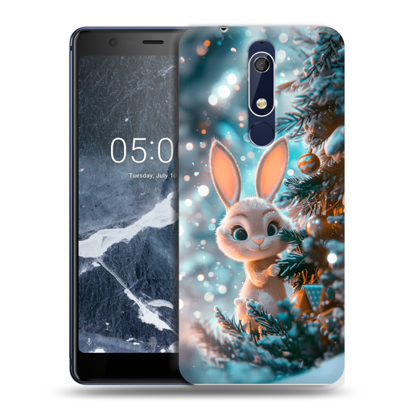 Силиконовый противоударный чехол на Nokia 5.1 с принтом Новый год Силиконовый противоударный чехол на Nokia 5.1 с принтом Новый год