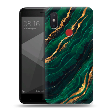 Силиконовый чехол на Xiaomi Mi8 SE с принтом Мрамор зеленое золото