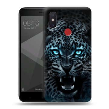 Силиконовый чехол на Xiaomi Mi8 SE с принтом Темный леопард