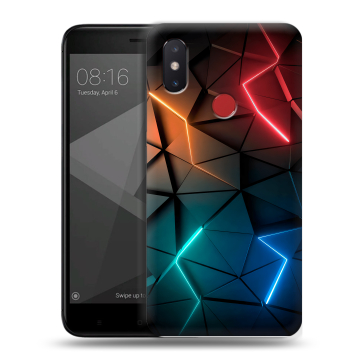 Силиконовый чехол на Xiaomi Mi8 SE с принтом Абстракция неон