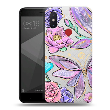 Силиконовый чехол на Xiaomi Mi8 SE с принтом Бабочки и цветы