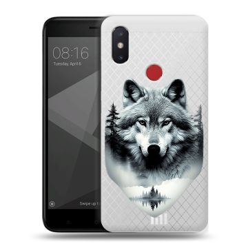 Силиконовый чехол на Xiaomi Mi8 SE с принтом Волк в лесу