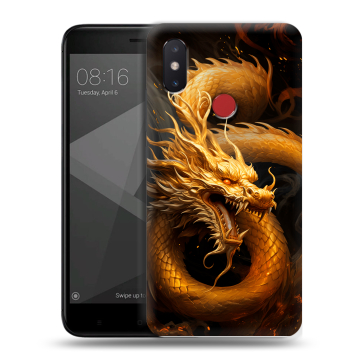 Силиконовый чехол на Xiaomi Mi8 SE с принтом Золотой дракон Силиконовый чехол на Xiaomi Mi8 SE с принтом Золотой дракон