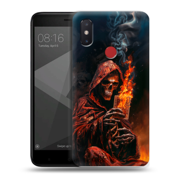 Силиконовый чехол на Xiaomi Mi8 SE с принтом Скелет и карты
