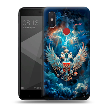 Силиконовый чехол на Xiaomi Mi8 SE с принтом Герб флаг России
