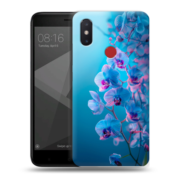 Силиконовый чехол на Xiaomi Mi8 SE с принтом голубые орхидеи