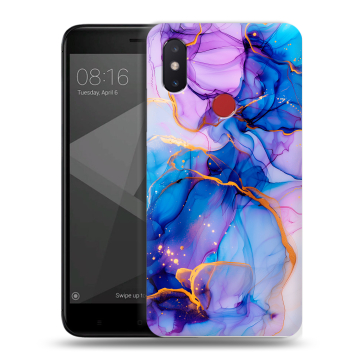 Силиконовый чехол на Xiaomi Mi8 SE с принтом синий мрамор Силиконовый чехол на Xiaomi Mi8 SE с принтом синий мрамор