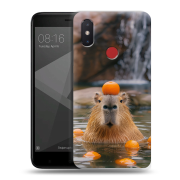 Силиконовый чехол на Xiaomi Mi8 SE с принтом Капибара с апельсином Силиконовый чехол на Xiaomi Mi8 SE с принтом Капибара с апельсином