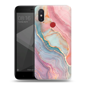 Силиконовый чехол на Xiaomi Mi8 SE с принтом розовый мрамор Силиконовый чехол на Xiaomi Mi8 SE с принтом розовый мрамор