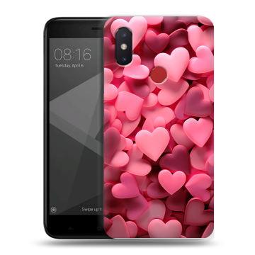 Силиконовый чехол на Xiaomi Mi8 SE с принтом розовые сердечки Силиконовый чехол на Xiaomi Mi8 SE с принтом розовые сердечки