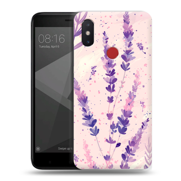 Силиконовый чехол на Xiaomi Mi8 SE с принтом цветы лаванда Силиконовый чехол на Xiaomi Mi8 SE с принтом цветы лаванда