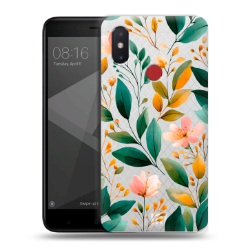 Силиконовый чехол на Xiaomi Mi8 SE с принтом Цветы паттерн Силиконовый чехол на Xiaomi Mi8 SE с принтом Цветы паттерн