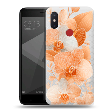 Силиконовый чехол на Xiaomi Mi8 SE с принтом Бежевые цветы Силиконовый чехол на Xiaomi Mi8 SE с принтом Бежевые цветы