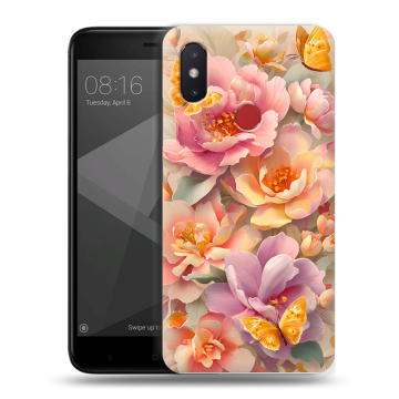 Силиконовый чехол на Xiaomi Mi8 SE с принтом Цветы и бабочки Силиконовый чехол на Xiaomi Mi8 SE с принтом Цветы и бабочки