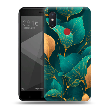 Силиконовый чехол на Xiaomi Mi8 SE с принтом Листья и золото Силиконовый чехол на Xiaomi Mi8 SE с принтом Листья и золото
