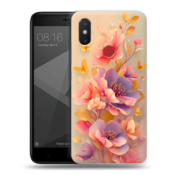 Силиконовый чехол на Xiaomi Mi8 SE с принтом Цветы и бабочки