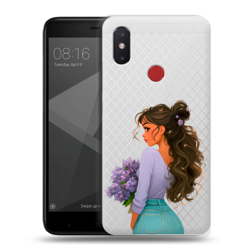 Силиконовый чехол на Xiaomi Mi8 SE с принтом девушка цветы
