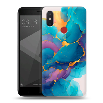 Силиконовый чехол на Xiaomi Mi8 SE с принтом Мрамор блестки