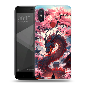 Силиконовый чехол на Xiaomi Mi8 SE с принтом Дракон Японский Силиконовый чехол на Xiaomi Mi8 SE с принтом Дракон Японский