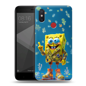 Силиконовый чехол на Xiaomi Mi8 SE с принтом Спанч боб Спанчбоб