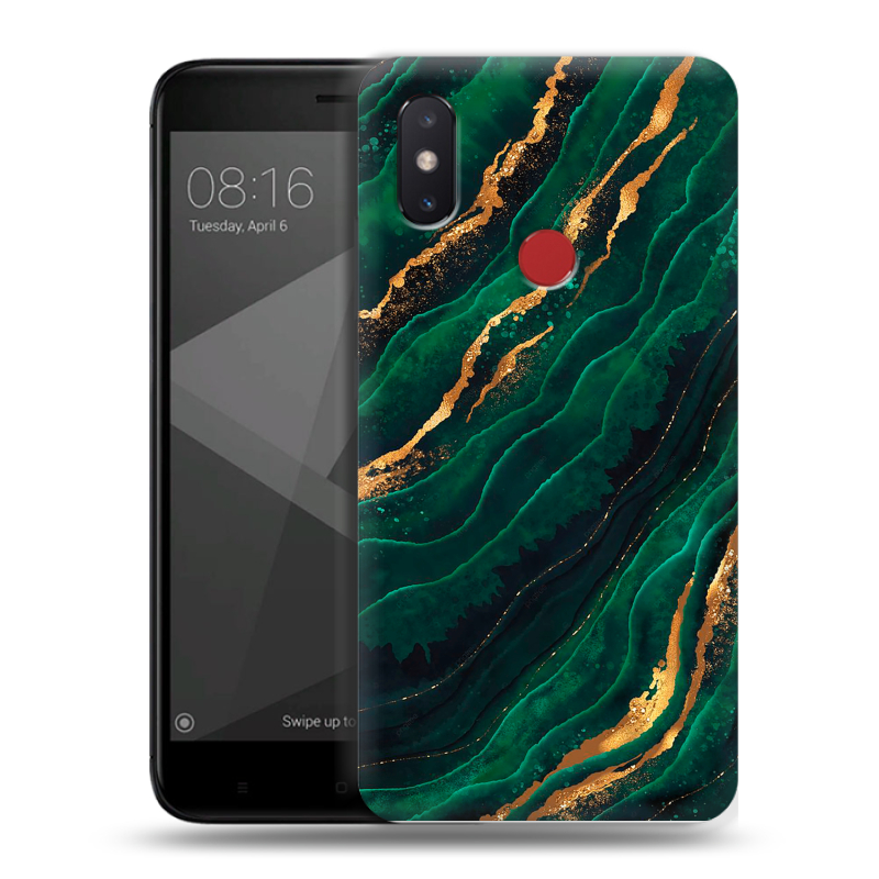 Пластиковый чехол на Xiaomi Mi8 SE с принтом Мрамор зеленое золото Пластиковый чехол на Xiaomi Mi8 SE с принтом Мрамор зеленое золото