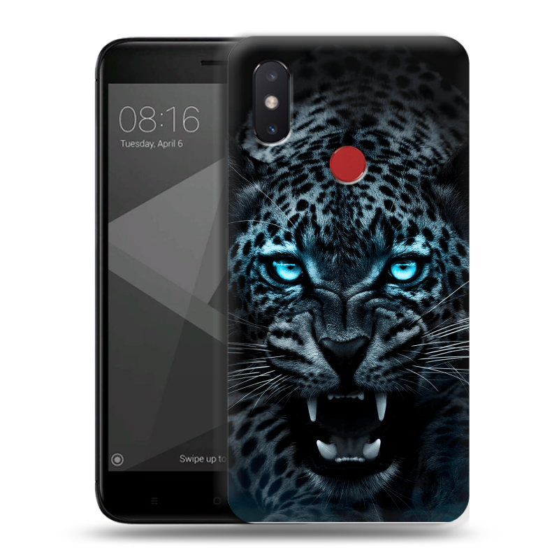 Силиконовый чехол на Xiaomi Mi8 SE с принтом Темный леопард Силиконовый чехол на Xiaomi Mi8 SE с принтом Темный леопард