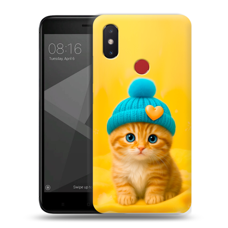 Силиконовый чехол на Xiaomi Mi8 SE с принтом Котенок в шапке Силиконовый чехол на Xiaomi Mi8 SE с принтом Котенок в шапке