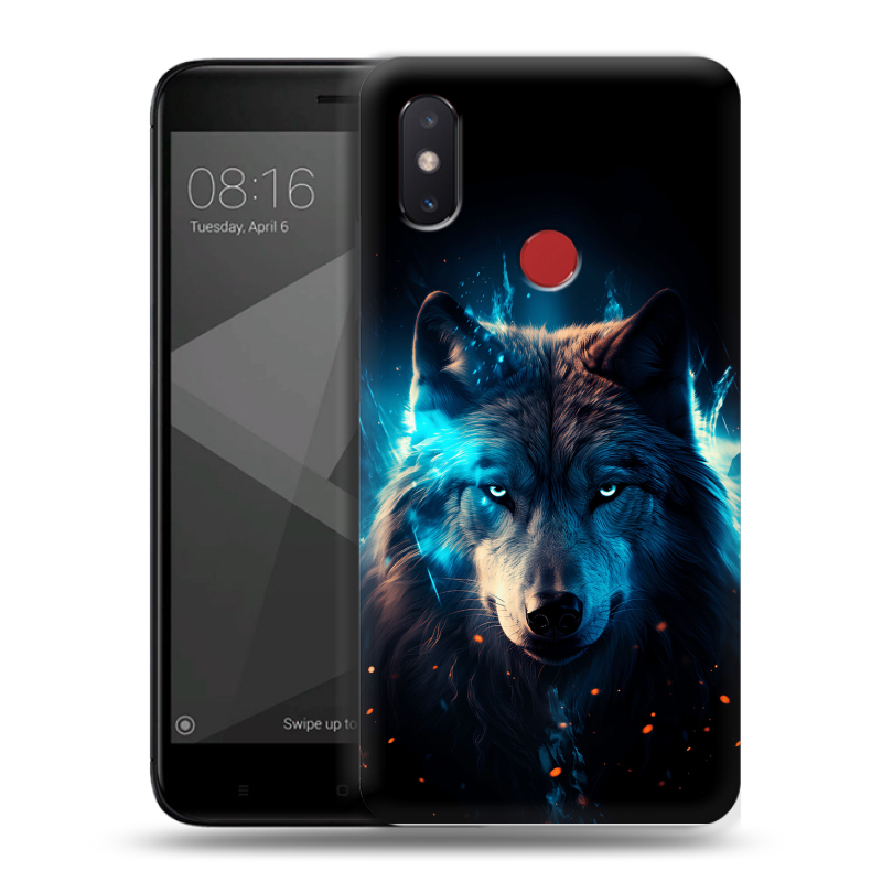 Пластиковый чехол на Xiaomi Mi8 SE с принтом Волк ночной Пластиковый чехол на Xiaomi Mi8 SE с принтом Волк ночной