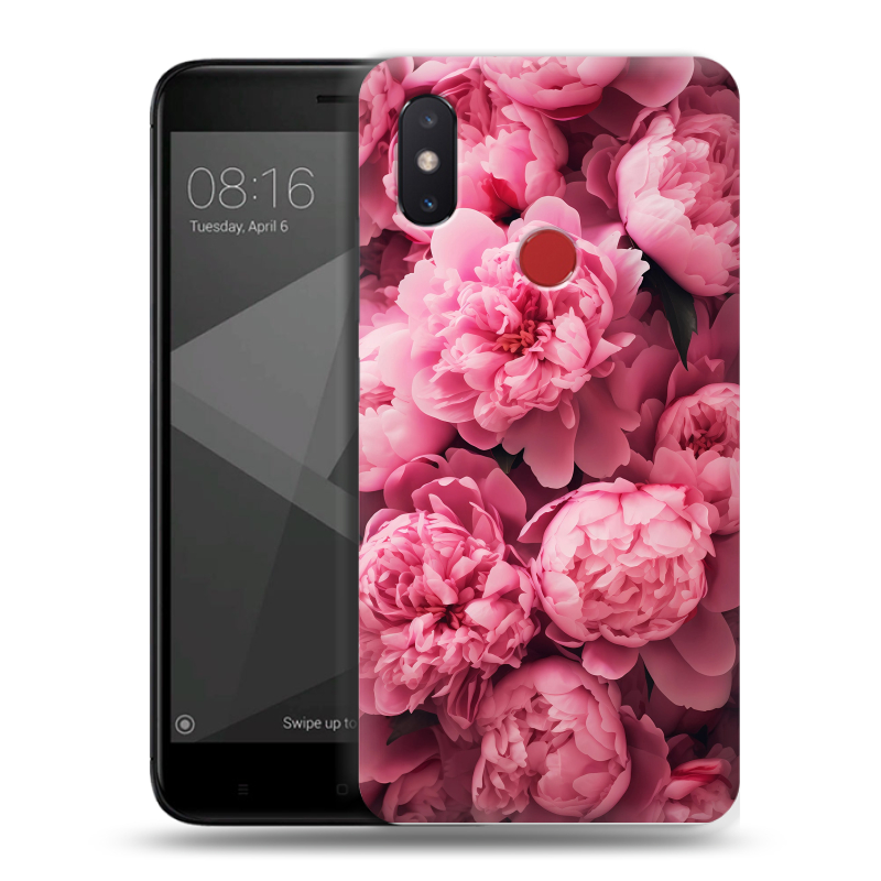 Пластиковый чехол на Xiaomi Mi8 SE с принтом цветы пионы Пластиковый чехол на Xiaomi Mi8 SE с принтом цветы пионы