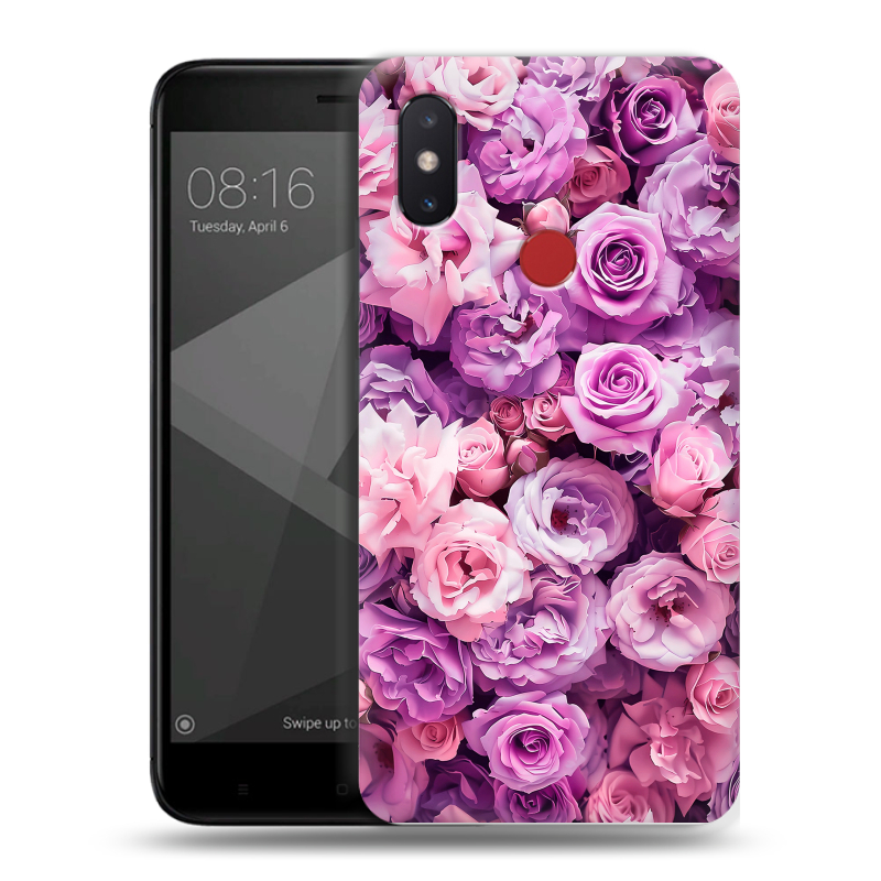 Силиконовый чехол на Xiaomi Mi8 SE с принтом лавандовые розы Силиконовый чехол на Xiaomi Mi8 SE с принтом лавандовые розы