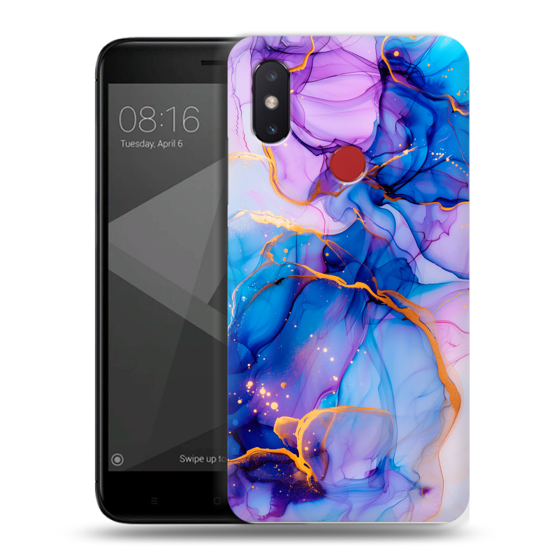 Пластиковый чехол на Xiaomi Mi8 SE с принтом синий мрамор Пластиковый чехол на Xiaomi Mi8 SE с принтом синий мрамор