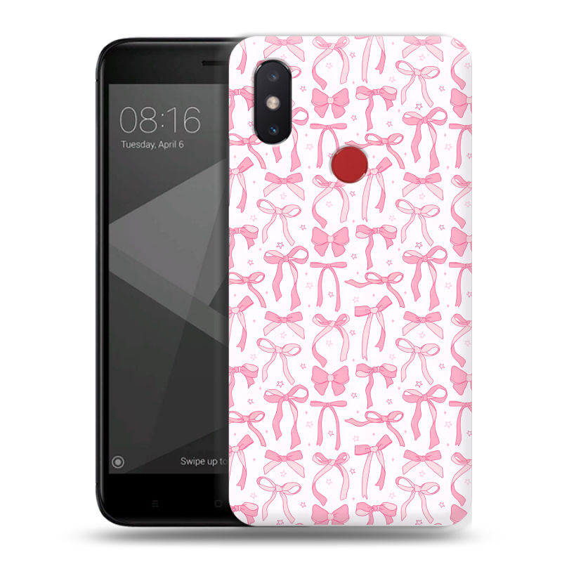 Силиконовый чехол на Xiaomi Mi8 SE с принтом Розовые бантики Силиконовый чехол на Xiaomi Mi8 SE с принтом Розовые бантики