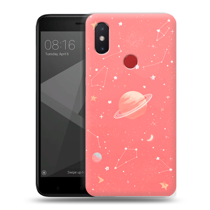 Пластиковый чехол на Xiaomi Mi8 SE с принтом Розовый космос Пластиковый чехол на Xiaomi Mi8 SE с принтом Розовый космос