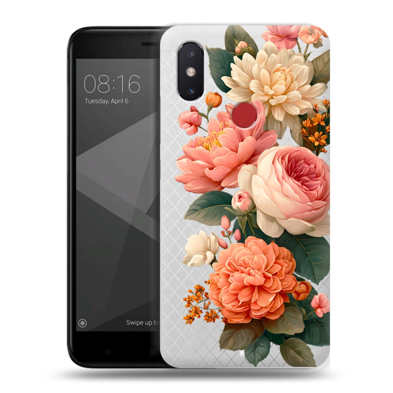Силиконовый чехол на Xiaomi Mi8 SE с принтом цветы Силиконовый чехол на Xiaomi Mi8 SE с принтом цветы