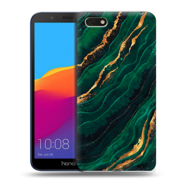 Силиконовый чехол на Huawei Honor 7A с принтом Мрамор зеленое золото Силиконовый чехол на Huawei Honor 7A с принтом Мрамор зеленое золото